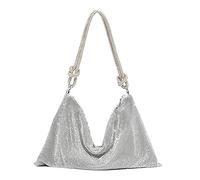 DKIIL NOIYB Strass Crossbody Tasche Für Frauen Sparkly Strass Geldbörsen Diamante Clutch Bag Silber Clutch Bag Abend Handtasche Geldbörse Für Party Braut Nacht Tasche, 01-a Silber, 34 EU