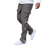DKLOVIFU Arbeitshosen Herren Multi Pocket Buckle Pants Frühlings und Herbstdesign Retro Straight Casual Pants Hose Winter Stretch Cargohose