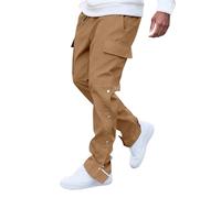 DKLOVIFU Arbeitshosen Herren Multi Pocket Buckle Pants Frühlings und Herbstdesign Retro Straight Casual Pants Hose Winter Stretch Cargohose
