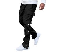 DKLOVIFU Arbeitshosen Herren Multi Pocket Buckle Pants Frühlings und Herbstdesign Retro Straight Casual Pants Hose Winter Stretch Cargohose