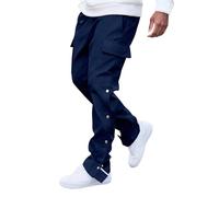 DKLOVIFU Arbeitshosen Herren Multi Pocket Buckle Pants Frühlings und Herbstdesign Retro Straight Casual Pants Hose Winter Stretch Cargohose