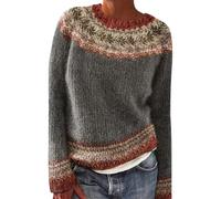 DKLOVIFU Cashmere Pullover Damen Damenpullover Island Pullover Damen Pullover Stehkragen Damen Oberteil Damen Kaschmir Pullover Damen 100 Pullover Leoprint Damen