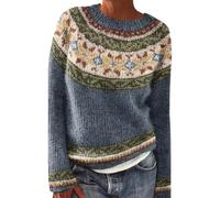 DKLOVIFU Cashmere Pullover Damen Pulli Damen Herbst Sweatshirt Damen Lang Damen Pullover Azurblau Feinstrickpullover Damen Lockere Pullover Damen Pullover Frauen