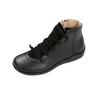 DKLOVIFU Chelsea Boots Damen Damen Stiefeletten Winter Schnürstiefel Mädchen Stiefeletten Damen Wildleder Glattleder Stiefelette Damen Winterstiefel Wasserfest Damen Womens Winter Boots
