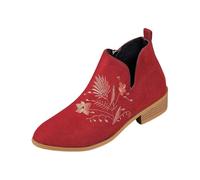 DKLOVIFU Chelsea Boots Damen Stiefeletten Damen mit Absatz Chelsea Boots Damen Trachten Stiefeletten Damen Gefütterte Boots Stiefeletten mit Schnürung Damen Beige Boots Damen