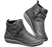 DKLOVIFU Damen Boots Stiefeletten Damen Flacher Absatz Stiefeletten Grau Damen Regenfeste Schuhe Damen Damen Schuhe Gefüttert Weisse Stiefeletten Damen Stiefeletten Damen Sommer Absatz