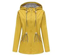 DKLOVIFU Damen Regenjacke Einfarbig Übergröße mit Kapuze, Einmal Regenponcho Regenmantel Damen Wasserdicht Atmungsaktiv Regenponcho Festival Wasserdicht Regenjacke 164 (Yellow, XXXXL)