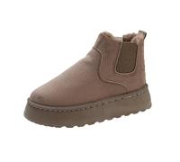 DKLOVIFU Damen Stiefeletten Chelsea Boots Schwarz Schnüren Winterstiefeletten Gefüttert Leopard