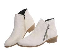 DKLOVIFU Damen Stiefeletten Mit Absatz - Winter Schuhe in Weiß, Rot, Schwarz - Größe 39