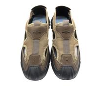 DKLOVIFU Herren Pantoletten Leder Grenze Atmungsaktive Sandalen Mesh Hohl Outdoor Casual Herrenschuhe Watschuhe Schuhe 42 Trekking Wandersandalen