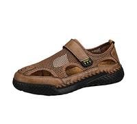 DKLOVIFU Latschen Herren 2026 Männer Atmungsaktive Vielseitige Outdoor Handgefertigte Große Strandschuhe Hohlmaschensandalen Herren Schuhe Wasserdicht Herren Sandalen Schlappen Pantoletten