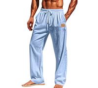 DKLOVIFU Leichte Sommerhose Herren Men s Casual Fashion Solid Color Loose Cotton and Linen Straight Leg Pants Bunte Sommerhosen