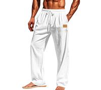 DKLOVIFU Leichte Sommerhose Herren Men s Casual Fashion Solid Color Loose Cotton and Linen Straight Leg Pants Bunte Sommerhosen