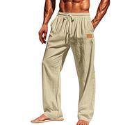 DKLOVIFU Leichte Sommerhose Herren Men s Casual Fashion Solid Color Loose Cotton and Linen Straight Leg Pants Bunte Sommerhosen