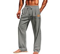 DKLOVIFU Leichte Sommerhose Herren Men s Casual Fashion Solid Color Loose Cotton and Linen Straight Leg Pants Bunte Sommerhosen