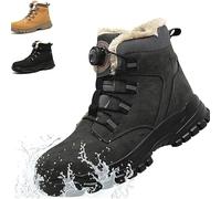 DKLOVIFU Stahlkappenschuhe Damen Stiefel Herren Wasserdicht Stiefel Gelb Schuh Schnellverschluss Sicherheits Winterstiefel Herren Men Boots Winter Herren Martin Leder Winterstiefel