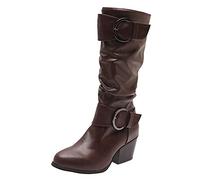 DKLOVIFU Stiefeletten Damen Damen Stiefeletten Winter Stiefel Braun Damen Boot Damen Stiefeletten Damen Mit Absatz Plateau Stiefeletten Damen Hoher Absatz Damen Stiefeletten Leder Absatz