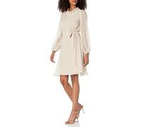 DKNY Damen Ballonärmeln und Gürtel Kleid, Chmp/Gld/SLV, 36