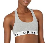 DKNY Damen Cozy Boyfriend Racerback Bralette BH, Heather Gray/White/Black, X-Large