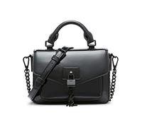 DKNY Damen Elissa Mini-umhängetasche mit Logo-Charm Satchel, Schwarz/Schwarz