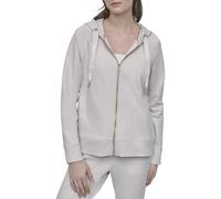 DKNY Damen Logo Drawstring Full Zip Fleece Hoodie Anorak mit Kapuze, Sand, L