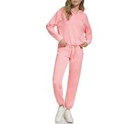 DKNY Damen Metallic Bubble Logo Button Front Hoodie with Drawcord Sweatshirt, Atomic Pink, L EU