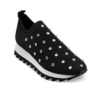 DKNY Damen-Sneaker mit gepolsterter Innensohle, Abbott-Slip-On-Sneaker, Schwarz/Nickel, 40.5 EU