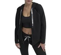 DKNY Damen Two Tone Logo Zip Jacket Hooded Sweatshirt, Schwarz, M EU