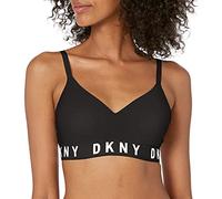 DKNY Damen Women's Cozy Boyfriend Wirefree Pushup Bra Push-Up-BH, schwarz/weiß, Large