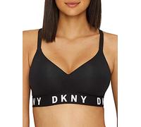 DKNY Damen Women's Cozy Boyfriend Wirefree Pushup Bra Push-Up-BH, Undurchsichtige, Schwarz/Weiß, X-Large