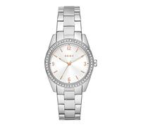 DKNY Damenuhren Nolita, Dreizeiger Uhrwerk, 34mm Silbernes Edelstahlgehäuse mit Edelstahlarmband, NY2901