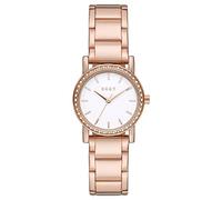 DKNY Damenuhren Soho, Dreizeiger Uhrwerk, 29mm Rose Gold Alloy Gehäuse mit Edelstahlarmband, NY9205