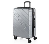 DKNY - Hartschalenkoffer Groß, Reisekoffer Mit Rollen Groß - Robustes Reisegepäck Als Aufgabegepäck 158 cm Gurtmaß - Trolley Koffer & Trolleys, Suitcase Mit TSA-Schloss Erweiterbares Volumen, Silber