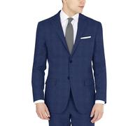 DKNY Herren Business-Anzug Jacke, Blau kariert, 48 Kurz