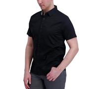 DKNY Kurzarmhemd für Herren mit Knopfleiste - Moderne Passform, atmungsaktive Stretch-Baumwolle, kurzärmeliges Hemd für Herren, Schwarz, XL