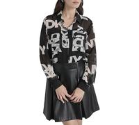 DKNY,Shirt,L/S Bttn DWN Chffon Logo Shirt,Black/Ivory,M