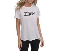 DKNY,T-Shirt,Two Tone LG C-NK Tee,White,M