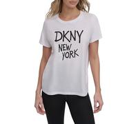 DKNY,Women's Blouse/Shirt,RHSTN GRFTI LG SS TE,WHT/BLK,XL