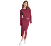 DKNY Women's Cropped Cable Long Sleeves, Burgundy, Large