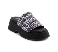 DKNY Women's Idris Skyline - Peep Toe Platform Mule, Black Multi, Size 39