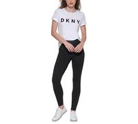 DKNY Women's Leggings with Logo Waistband, Black, M