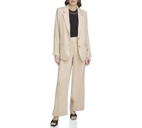 DKNY Women's Long Sleeves Drapey Organza Blazer, Sandalwood, M