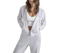 DKNY Women's MINI Stud Logo Full Zip Hoodie Jacket, Optic Heather, L