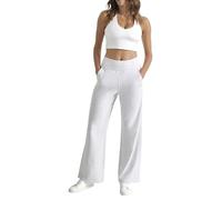 DKNY,Women's MINI Stud Logo Wide Leg Pant with Pockets, Optic Hthr, M