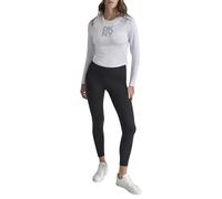 DKNY,Women's Stacked Textured STTRIPE Logo Long Sleeve Tee, Opt Htr SLVR,M