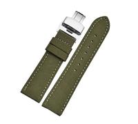 DKWOIS 18 mm 20 mm 22 mm 23 mm 24 mm Nylon-Lederarmband for Herren, Canvas-Armband, Gürtel, kompatibel mit Casio Tissot Uhrenarmband(Green silver,22mm)