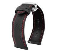 DKWOIS 20 mm 21 mm 22 mm 23 mm 24 mm Nylon-Lederarmband kompatibel mit Tag Heuer Citizen Nr. 5 UHR Herren Damen Canvas Stoff Uhrenarmband(Red line-silver,24mm)