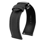 DKWOIS 20 mm 21 mm 22 mm 23 mm 24 mm Nylon-Lederarmband kompatibel mit Tag Heuer Citizen Nr. 5 UHR Herren Damen Canvas Stoff Uhrenarmband(Black line-black,23mm)