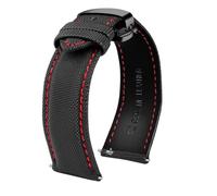 DKWOIS 20 mm 21 mm 22 mm 23 mm 24 mm Nylon-Lederarmband kompatibel mit Tag Heuer Citizen Nr. 5 UHR Herren Damen Canvas Stoff Uhrenarmband(Red line-black,22mm)