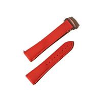 DKWOIS 20 mm 21 mm 22 mm weiches FKM-Gummi-Uhrenarmband, perfekt kompatibel mit Cartier Santos Omega AP, kompatibel mit Panerai Sekio Flat End Universal-Uhrenarmband(Red,20MM_ROUND HEAD BUCKLE)